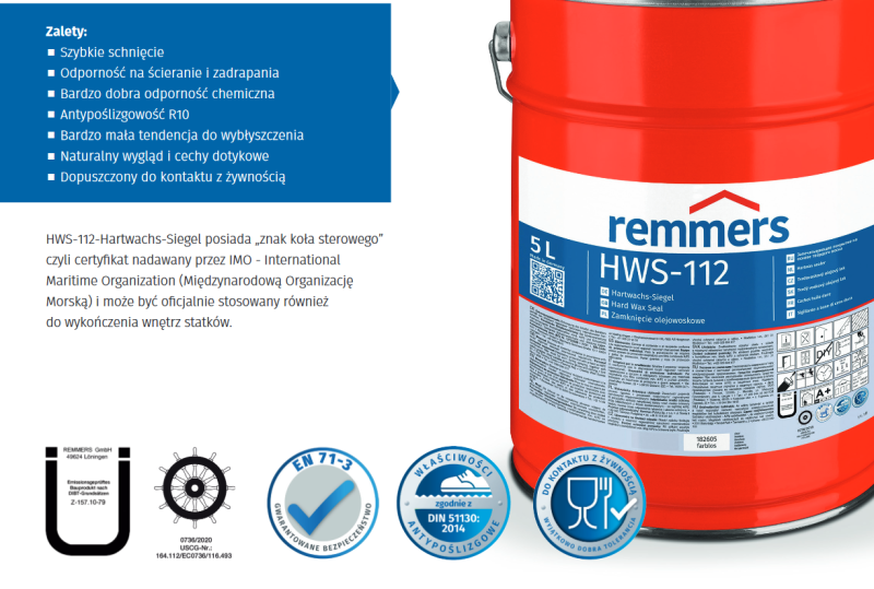 Remmers HWS-112 Lakier do podłóg, mebli schodów 5L BEZBARWNY