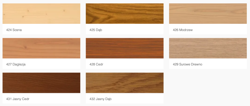 Paleta kolorów Olej Ochronny UV