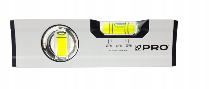 Profesjonalna poziomica anodowana libella PRO 17cm BIAŁA ZE SPADKIEM 2%.jpeg