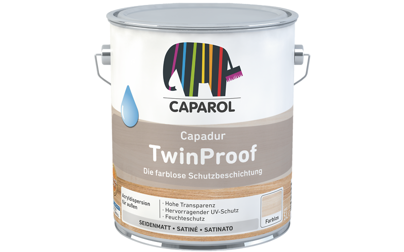 Caparol Capadur TwinProof Lazura do drewna UV BEZBARWNY