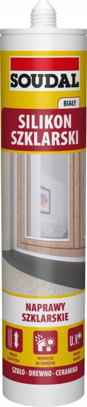 Soudal SILIKON SZKLARSKI budowlany KWAŚNY do drewna, do metalu BIAŁY 280ml