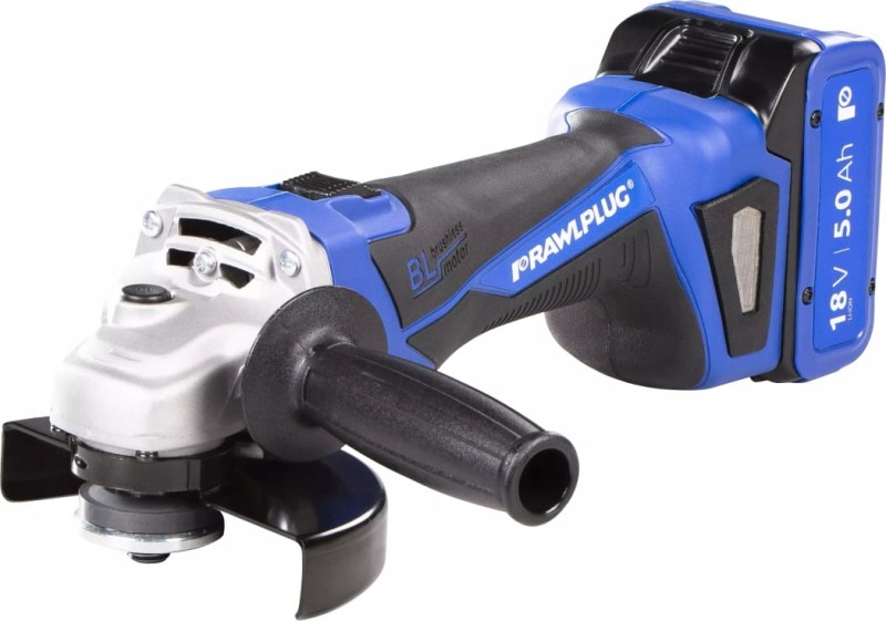 Zestaw SZLIFIERKA KĄTOWA RawlPlug + 2x akumulator 5,0Ah + ładowarka 6,5A System 18V