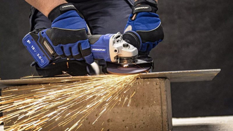 Zestaw SZLIFIERKA KĄTOWA RawlPlug + 2x akumulator 5,0Ah + ładowarka 6,5A System 18V