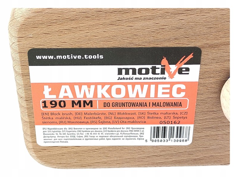 Pędzel płaski prosty ławkowiec Motive/Inter-S 19cm