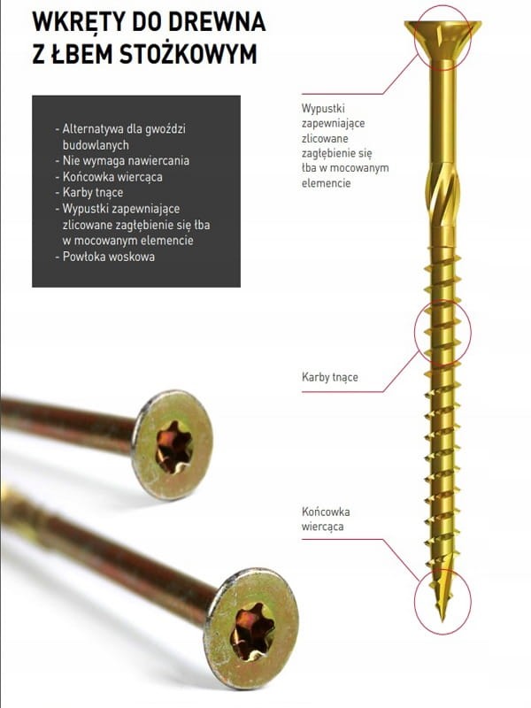 Wkręty hartowane do drewna 3x20mm RawlPlug TORX - 500szt.