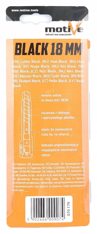 Nóż black 18mm Motive