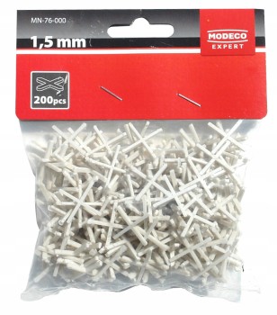 Krzyżyki dystansowe do glazury MODECO EXPERT 1,5mm 200 szt.