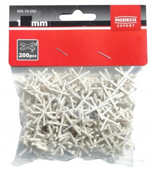 Krzyżyki dystansowe do glazury MODECO EXPERT 1,0mm 200szt.