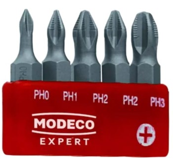 Zestaw bitów grotów PH 25mm do wkrętarek MODECO EXPERT 5szt.