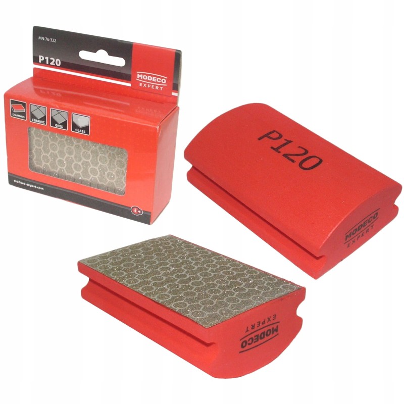 Gąbka, kostka diamentowa do płytek, gresu, granitu P120 MODECO EXPERT