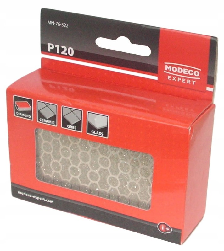 Gąbka, kostka diamentowa do płytek, gresu, granitu P120 MODECO EXPERT