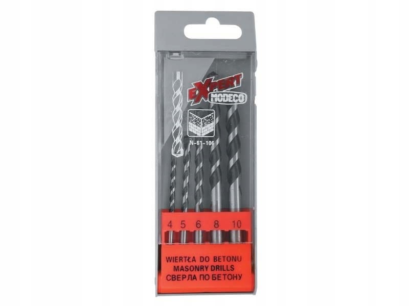 Komplet wierteł walcowych do betonu 4-10mm 5szt. MODECO EXPERT