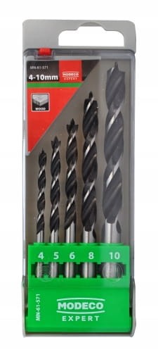 Komplet wierteł walcowych do drewna 4-10mm MODECO EXPERT