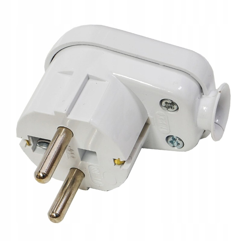 Wtyczka kątowa Uni-Schuko 16A 250V 2P+Z biała WT-16U