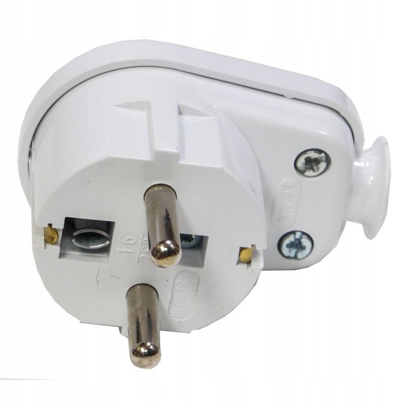 Wtyczka kątowa Uni-Schuko 16A 250V 2P+Z biała WT-16U