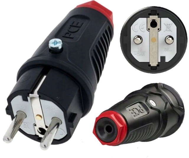 Wtyczka prosta Pce gumowa wodoodporna z uziemieniem IP54 16A 230V