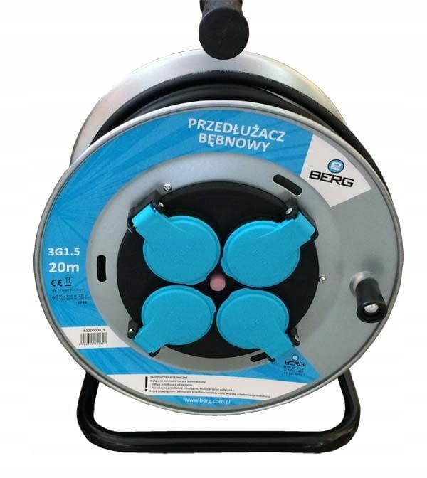 Przedłużacz bębnowy 4 gniazda 20m 3 x 1,5mm metal