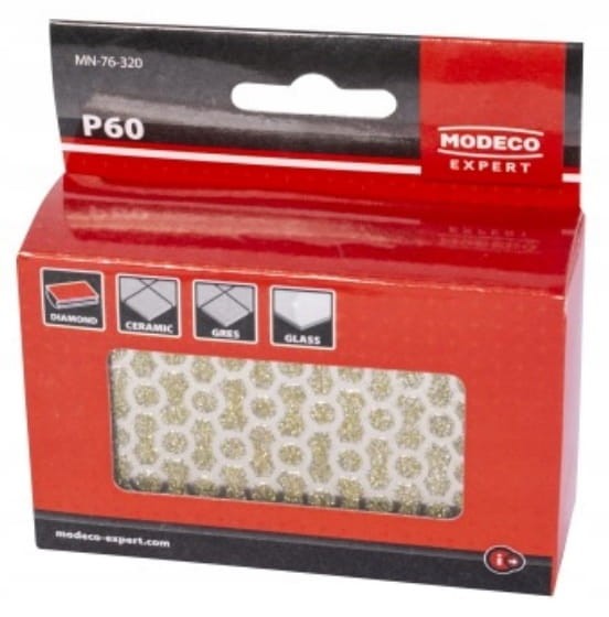 Gąbka, kostka diamentowa do płytek, gresu, granitu P60 MODECO EXPERT
