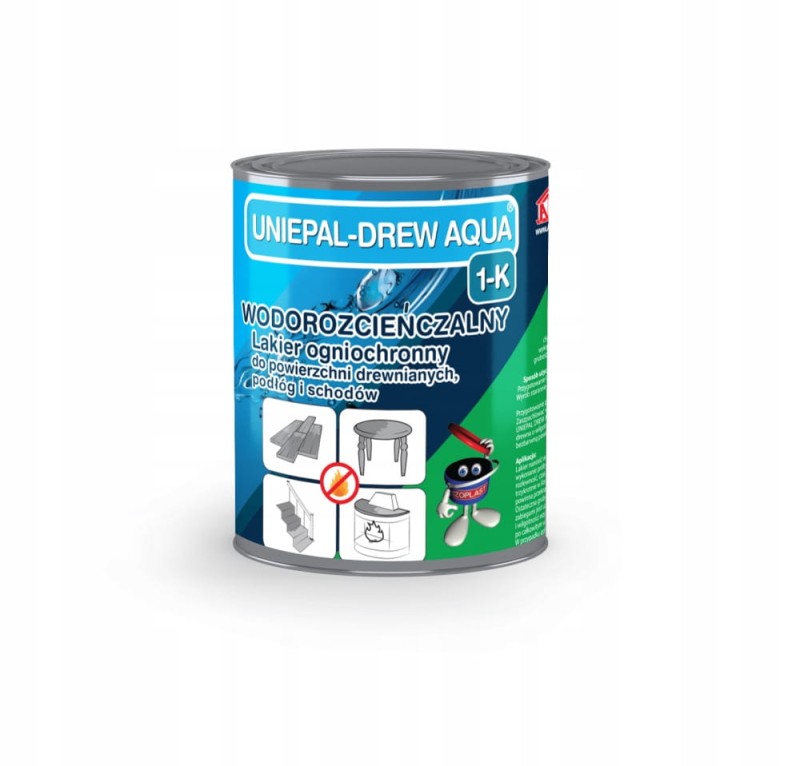 Uniepal Drew Aqua 1-K - Lakier ogniochronny do drewna, podłóg, schodów
